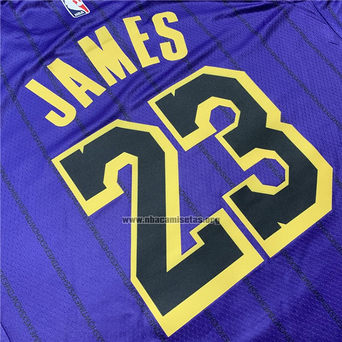 Camiseta Los Angeles Lakers Lebron James NO 23 Ciudad 2018 Violeta
